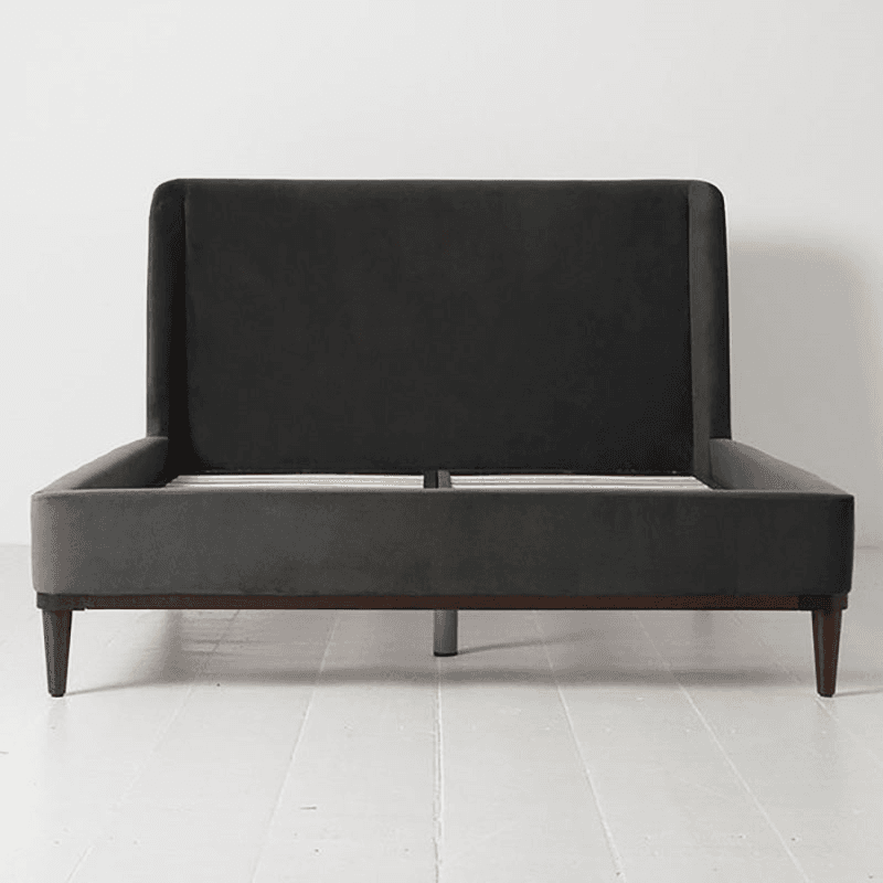 Bed 02 Velvet Double Frame, Charcoal