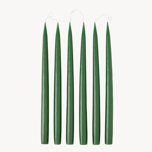 Image showing the Set of 6 Tapered Dinner Candles, H35cm, Pine Green product.