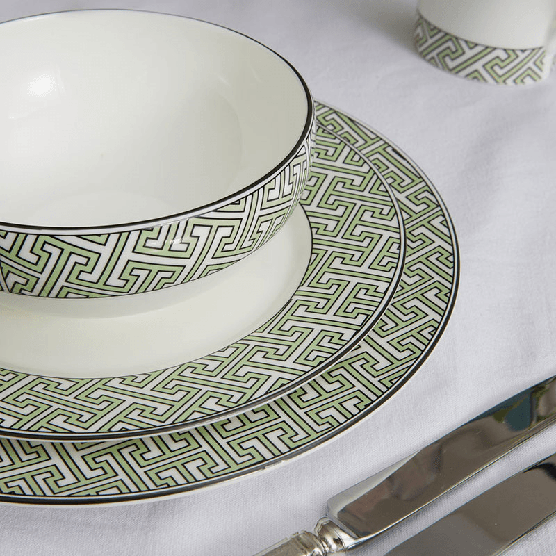 Maze Set of 2 Dinner Plate, D26cm, Apple Green