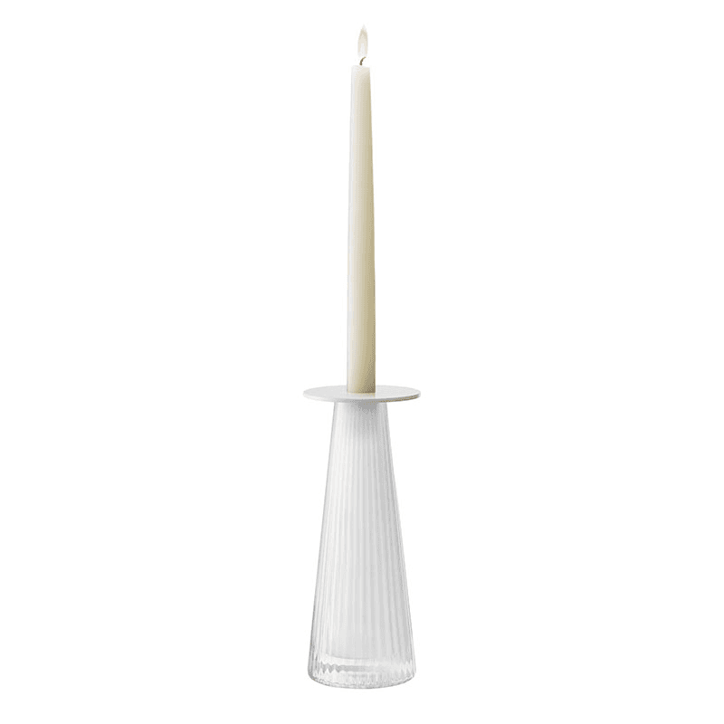 Beacon Candle Holder, H22cm, Chalk White