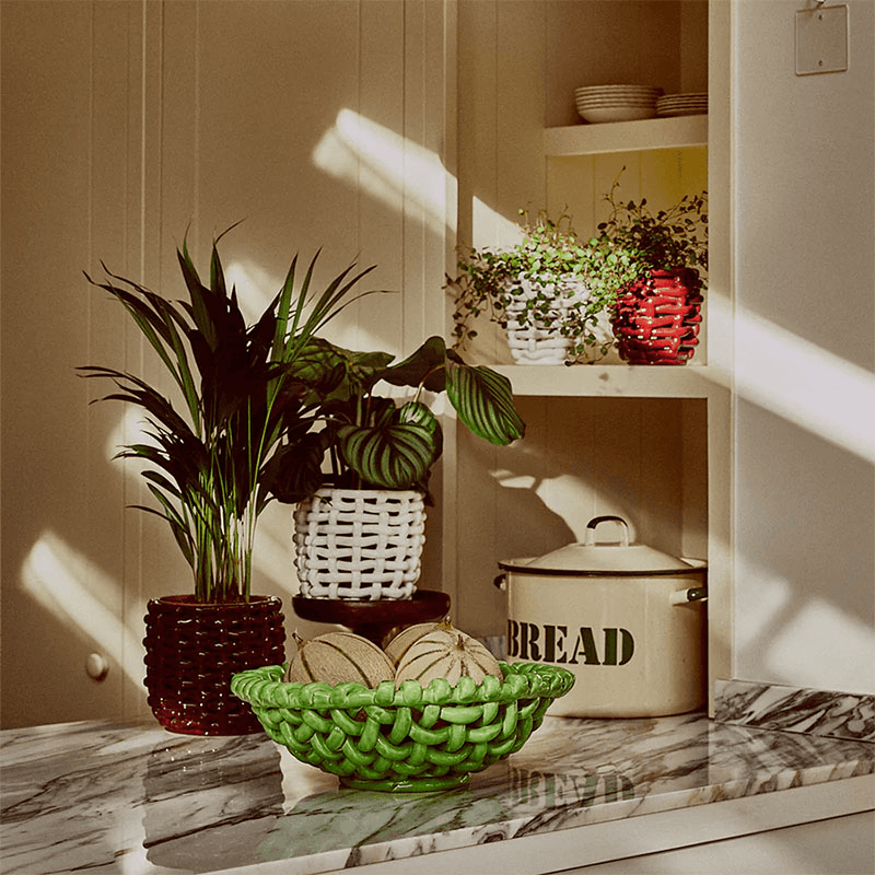 Juicy Basketweave Bowl, D39cm, Apple Green
