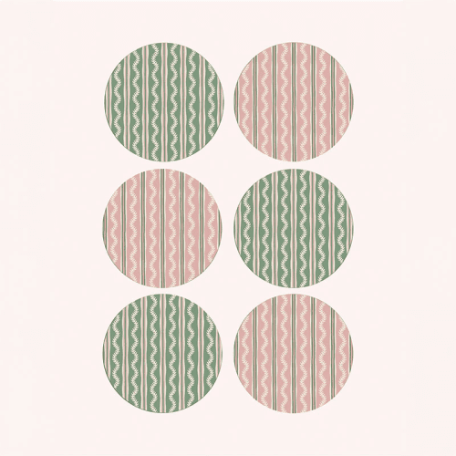 Image showing the Vines Set of 6 Placemats, D29cm, Green & Pink product.