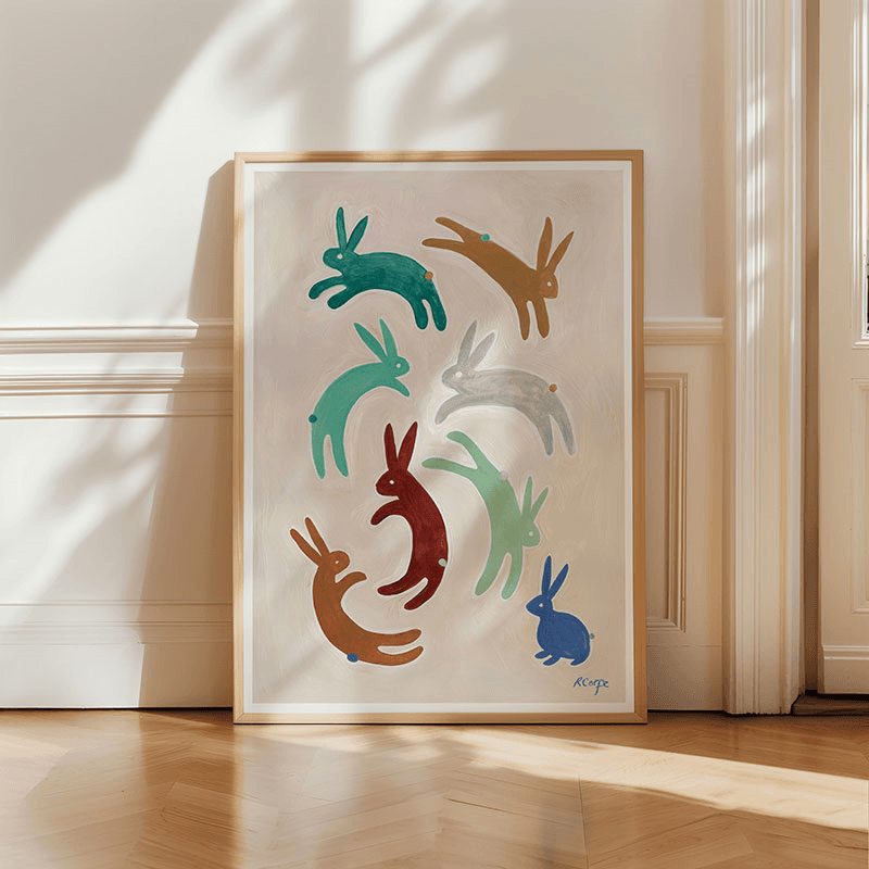 Rabbits Print, A3, Multi