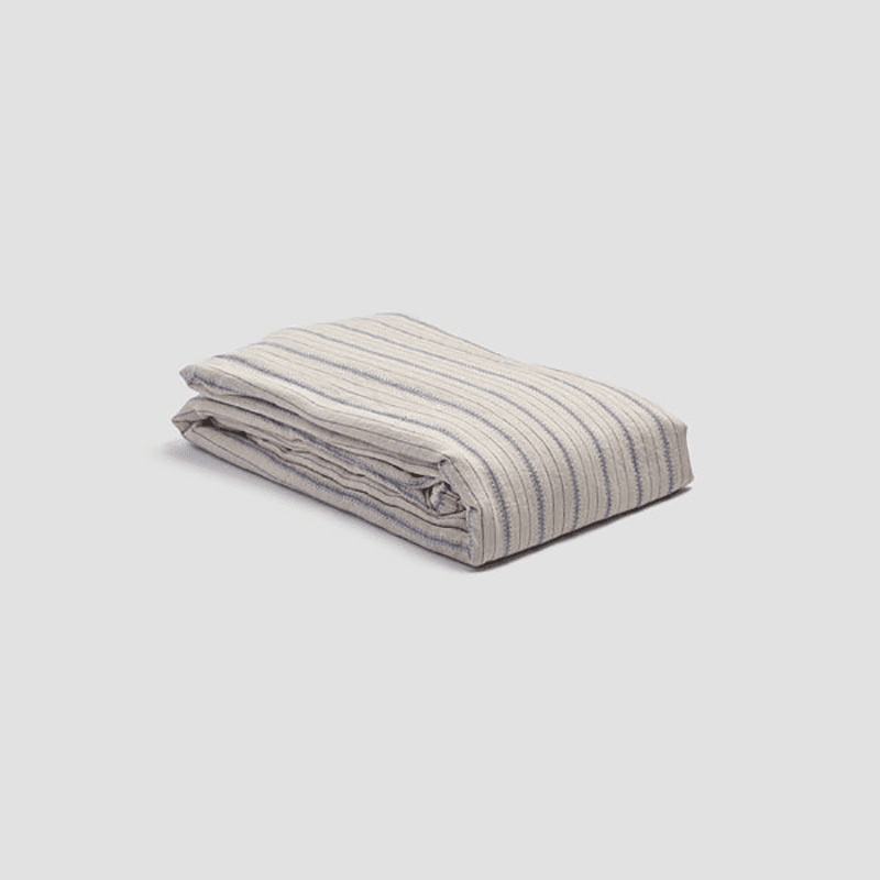 Ticking Stripe Linen Duvet Cover, Super King, Dusk Blue