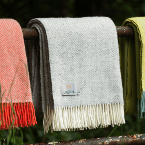 Image showing the Fishbone Throw, 150 x 183cm, Silver Grey product.