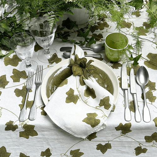 Image showing the Ivy Herbarium Linen Napkin, 50 x 50cm, Green product.