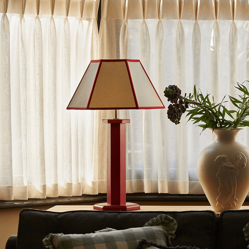 Hexagon Table Lamp Base, H47cm, August Red