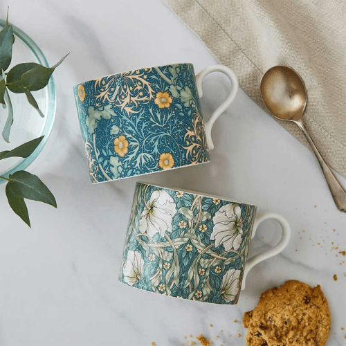 Image showing the Morris & Co Set of 2 Mugs, 340ml, Green/Blue product.