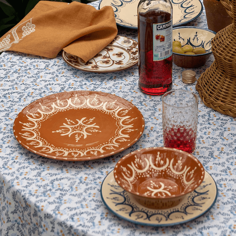 Little Flowers Tablecloth, D228cm, Blue