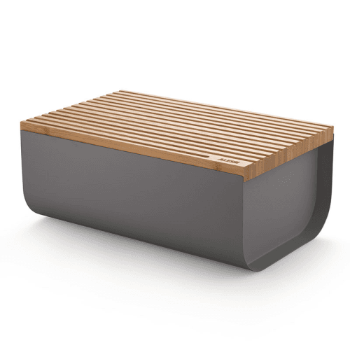 Image showing the Mattina Bread Bin, H14 x W34 x D21cm, Grey product.