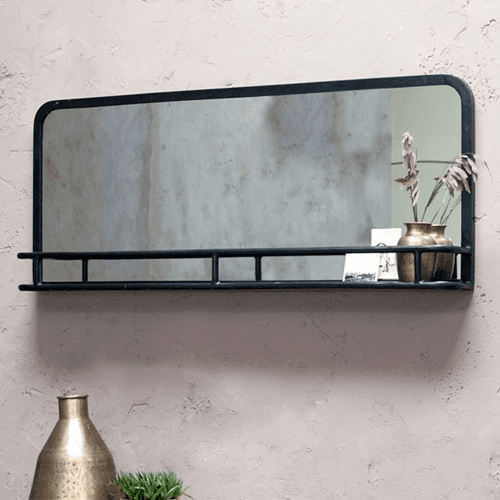 Demsa Mirror With Shelf, H40 x W120cm, Iron