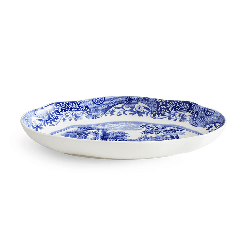Blue Italian Oval Fluted Dish, L14 x W21.5cm, Blue