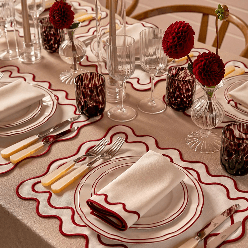Provence Set of 4 Dinner Plates, D27cm, Burgundy