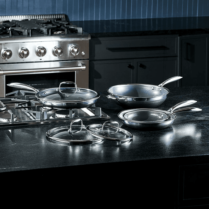 Hybrid 7 Piece Cookware Set with Lids, Steel
