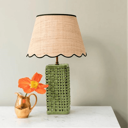 Image showing the Woven Ceramic Lamp Base, Green product.