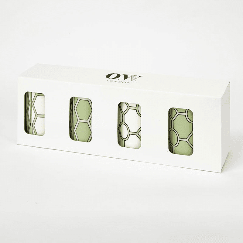 Hex & Hoop Set of 4 Mugs, 350ml, Apple Green