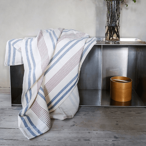 Image showing the Iris Throw, H215cm x W130cm, Blue/Rusty Red product.