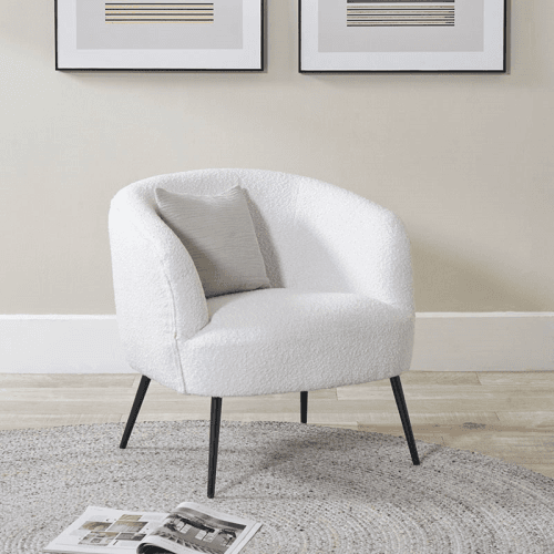 Image showing the Siena Boucle Accent Chair, White product.