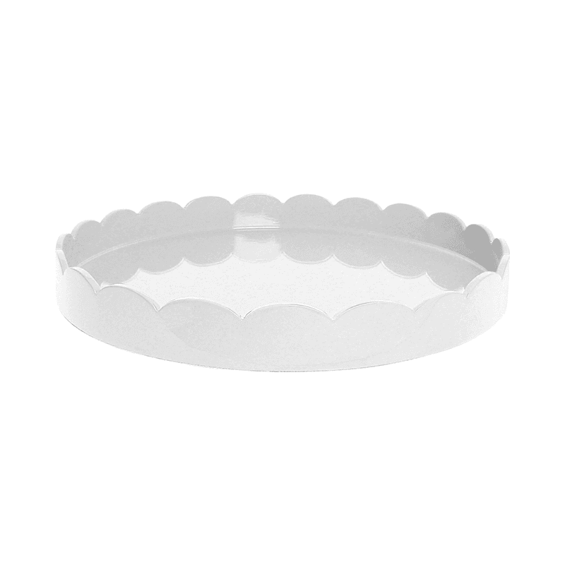 Lacquered Scallop Round Tray D40cm, White