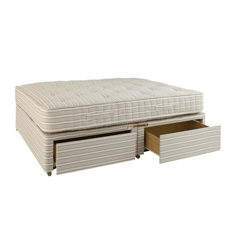 Super king size mattress and divan with storage, White