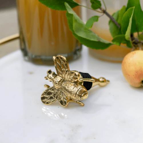 Image showing the Bee Bottle Stop, H9 X W5 X D5cm, Brass product.