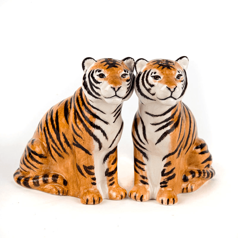 Tiger Salt & Pepper Shakers, H9cm, Orange
