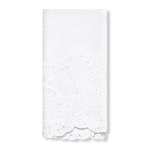 Image showing the Broderie Anglaise Linen Napkin, 50 x 50cm, White product.