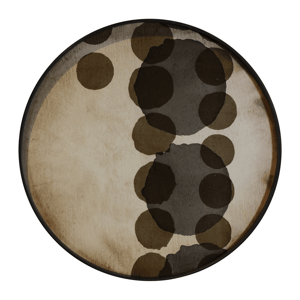 Layered Dots - Slate Large round glass tray, D61 x H5cm, Slate