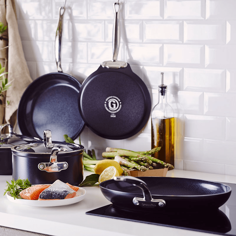 Barcelona Pro Non-Stick Oval Fishpan, 33, Black