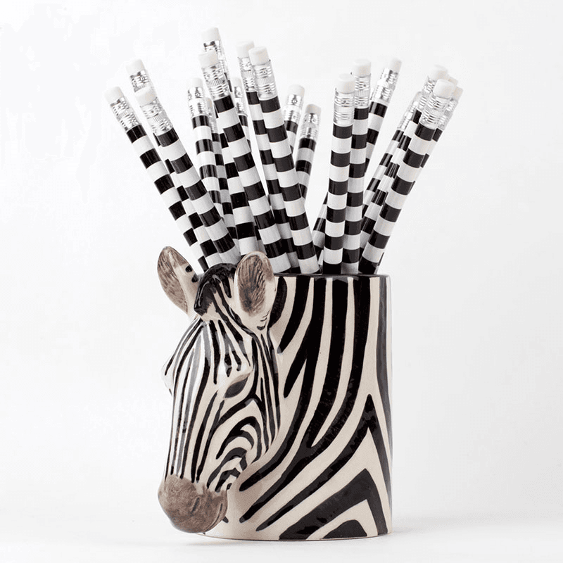 Zebra Pencil Pot, H11cm, Black/White