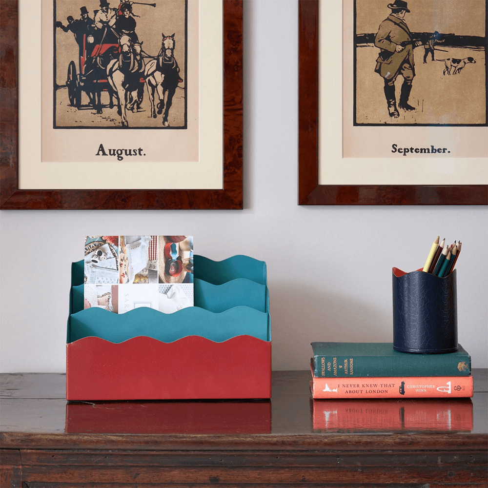 Toleware Letter Holder, Chilli Red & Teal