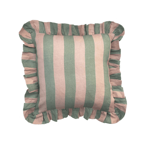 Image showing the Wide Stripe Cushion Cover, 45cm x 45cm, Blush & Sage product.
