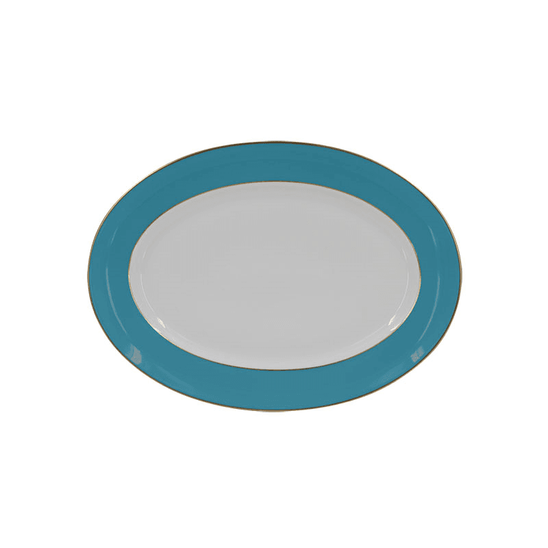 Sous Le Soleil Oval Platter, W31 x L42cm, Matt Gold Classic Turquoise