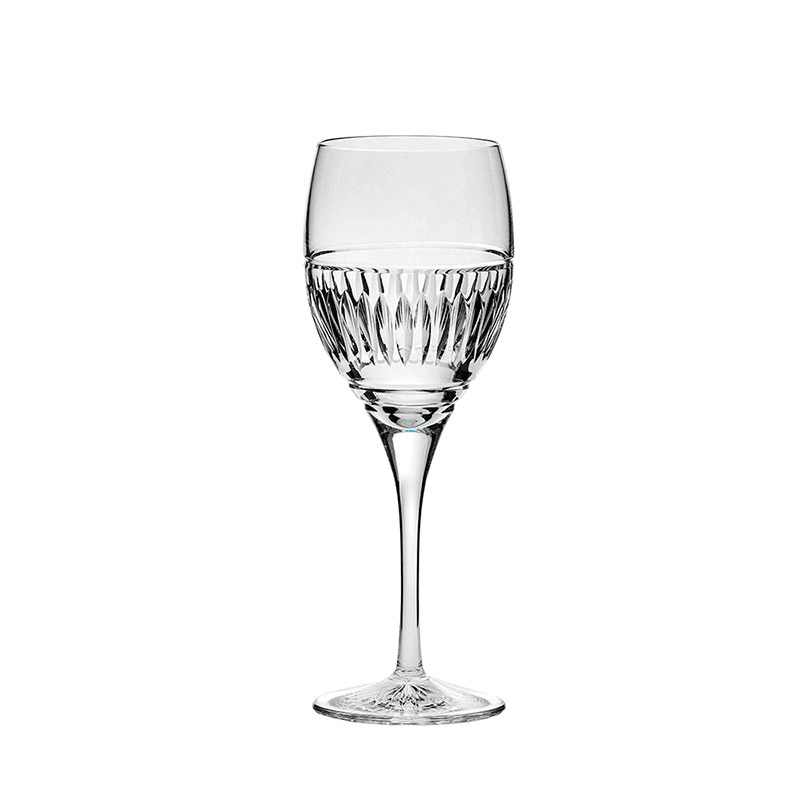 Art Deco Set of 2 Large Wine Glasses, 330ml, Clear