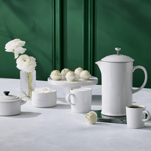Image showing the Stoneware Cafetiere with Metal Press, 1L, White product.