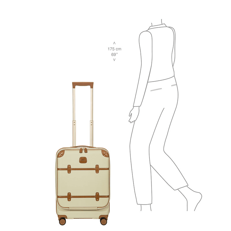 Bellagio Carry-On Suitcase with Front Pocket, H55 x L38 x W23/27cm, Cream