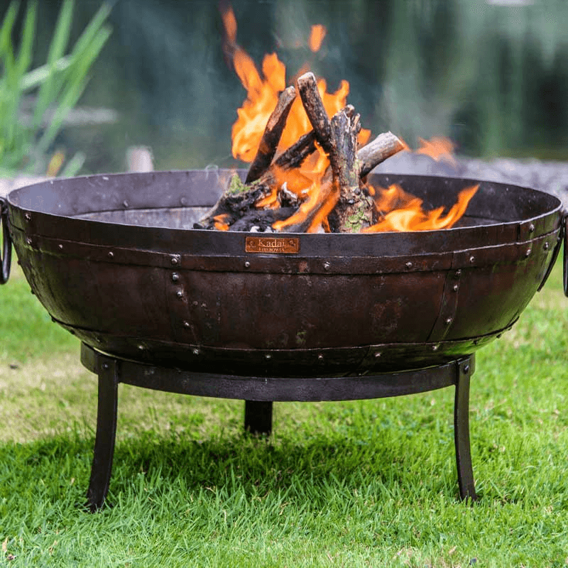 Recycled Kadai Firebowl with Low Stand, 60cm, Brown