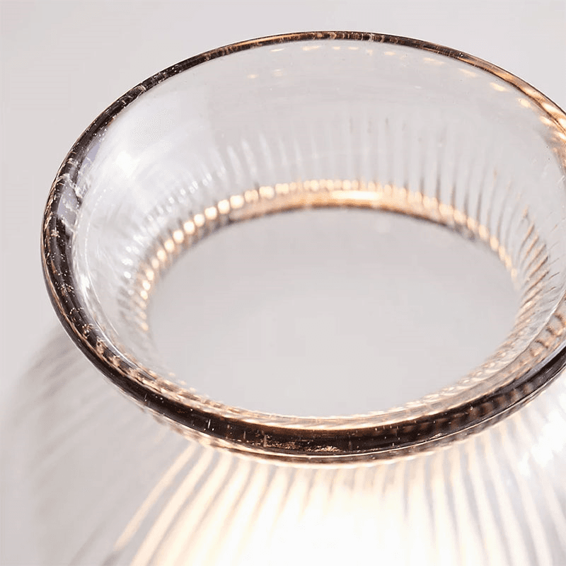 Ribbed Dome Glass Candle Holder with Tray, H17.6cm, Clear