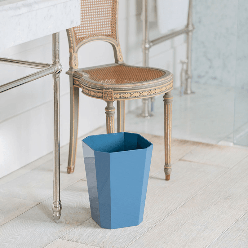 Octagonal Lacquer Bin, H30cm, Denim