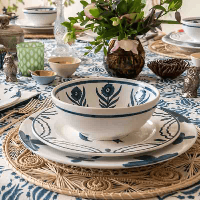 Summer Flower Pudding bowl, 17cm, Blue