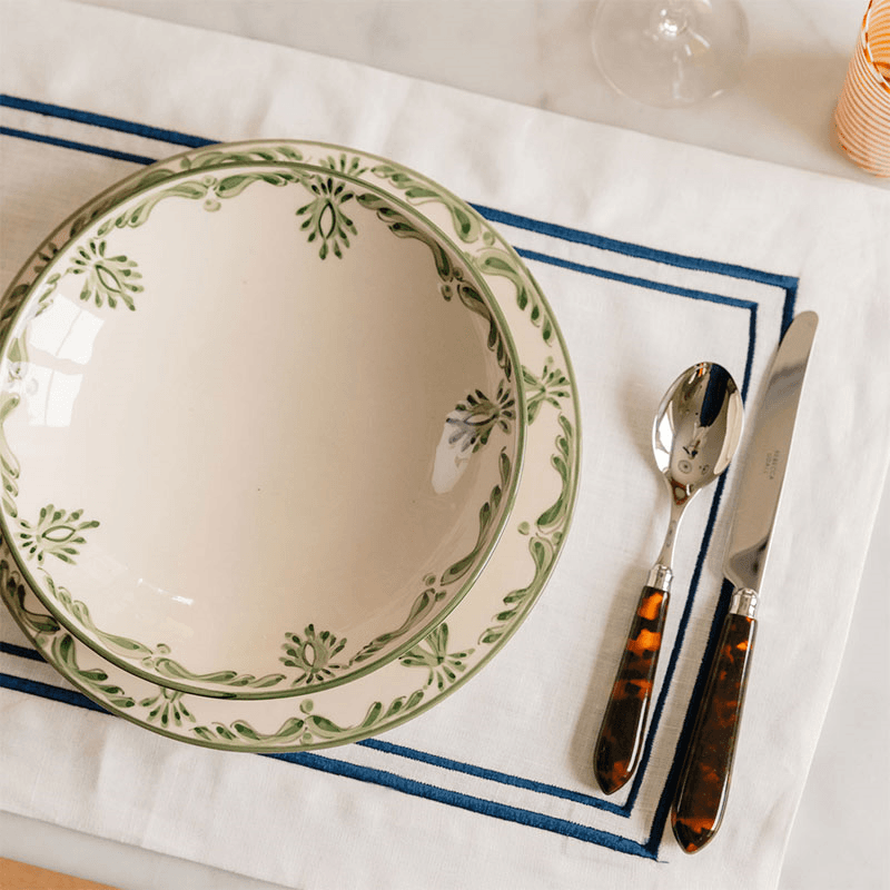 Eleanor Set of 6 Pasta Bowls, 22cm, Forest Green