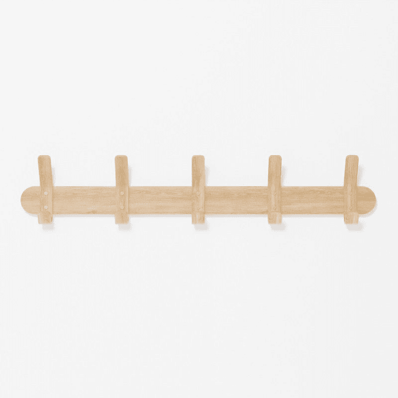 Left Hook 5 Hooks Rail, Oak