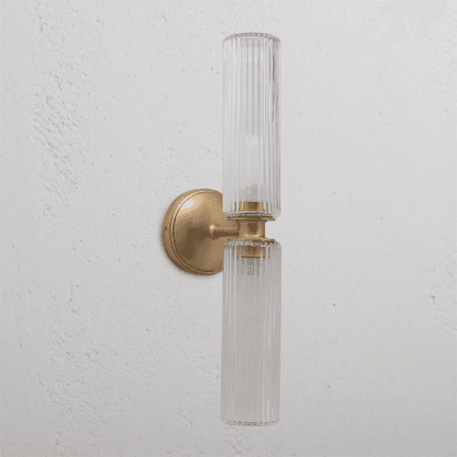 Image showing the Claremont  Flutted Glass Wall Light, H40cm, Antique Brass product.