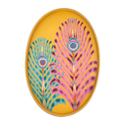 Image showing the Matthew Williamson Iron Oval tray, Yellow product.