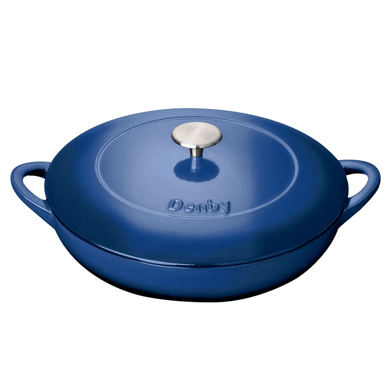 Cast Iron Shallow Casserole Dish, D30 x H13cm, Cobalt Blue