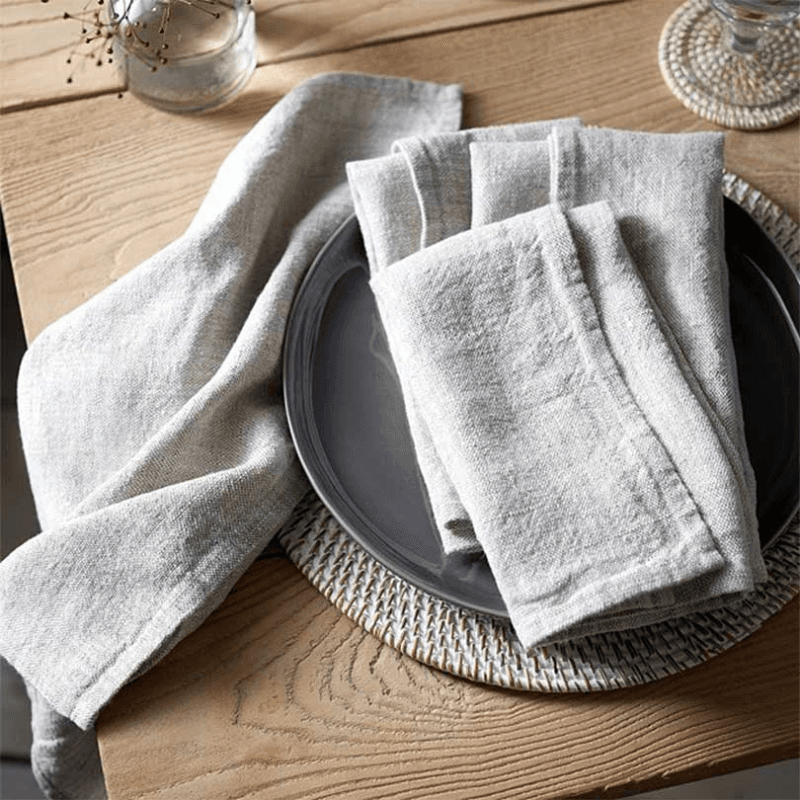 Rustic Set of 4 Linen Napkins, W45 x L45cm, Natural