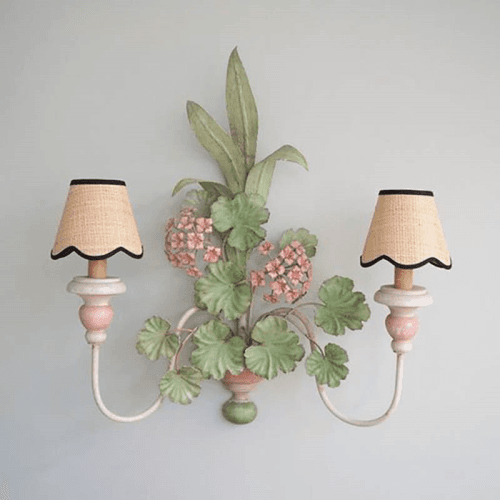 Image showing the Raffia Scallop Candle Lampshade, Black Trim product.