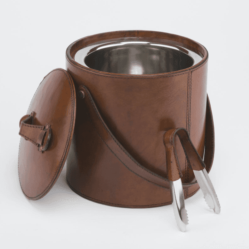 Image showing the Ice bucket and tongs, Tan Leather product.