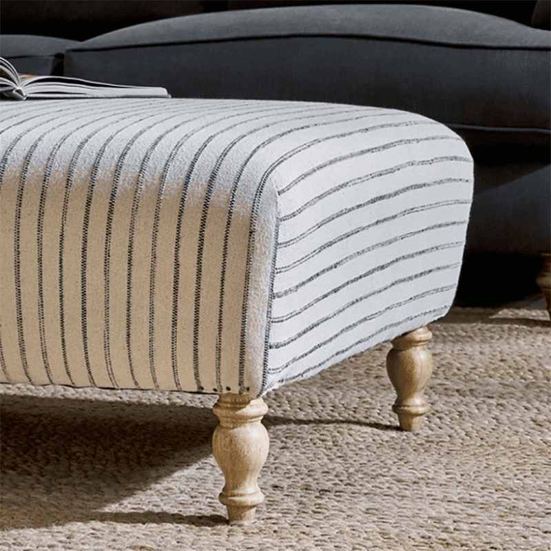 Sanja Stripe Upholstered Ottoman, Off White