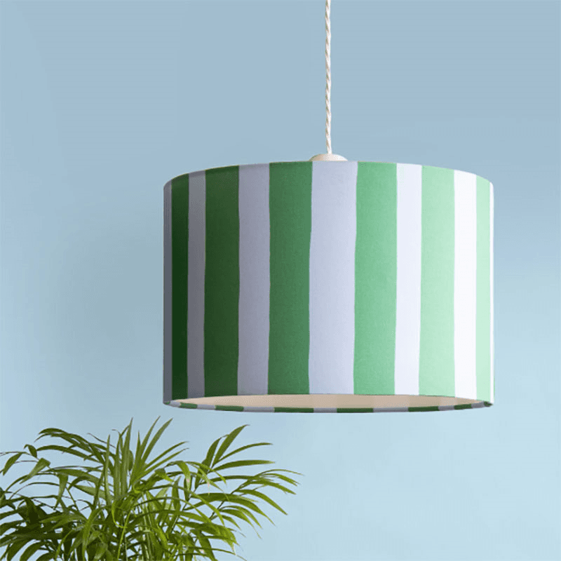 Stripe Drum Shade, 35cm, Blue & Green
